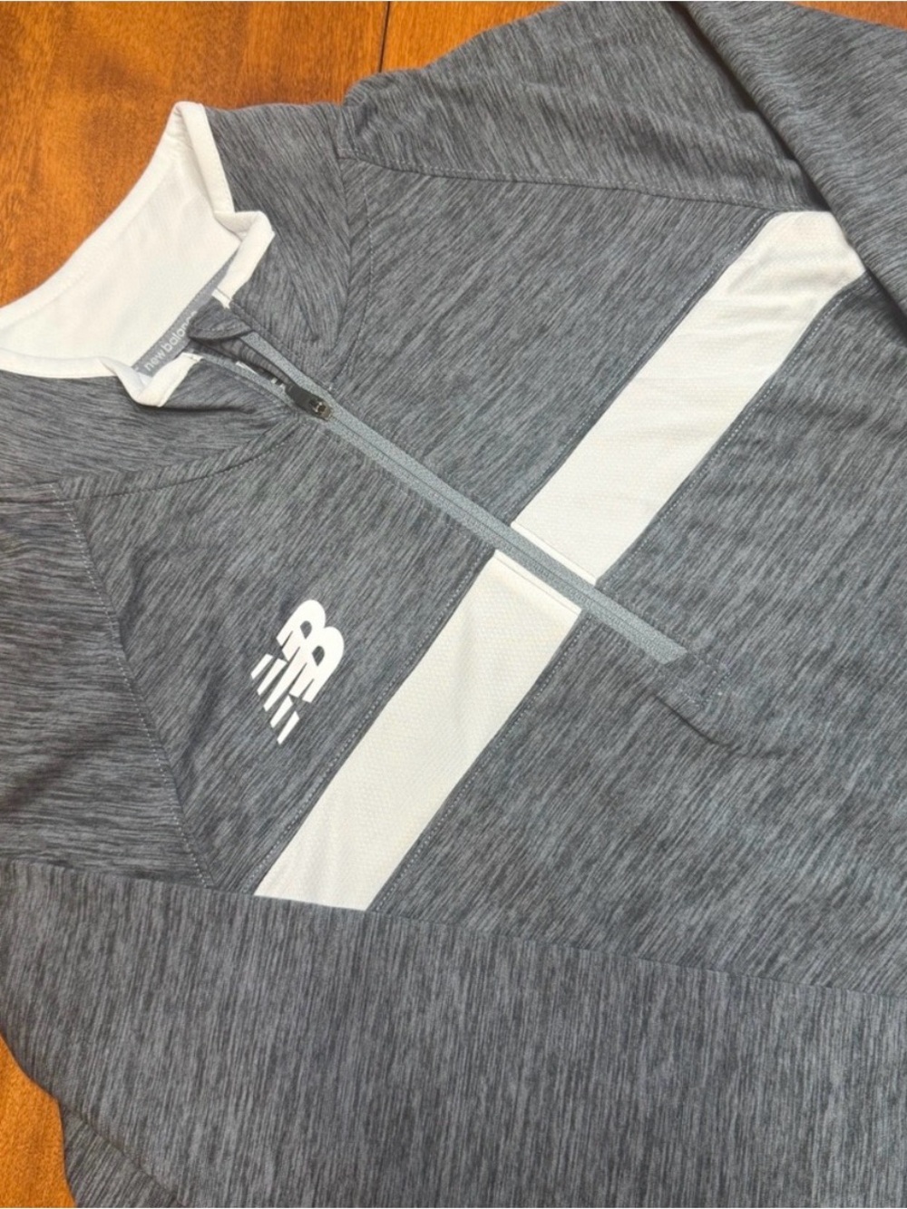 New Balance Gray Quarter-Zip Pullover with White Stripe -Size Medium